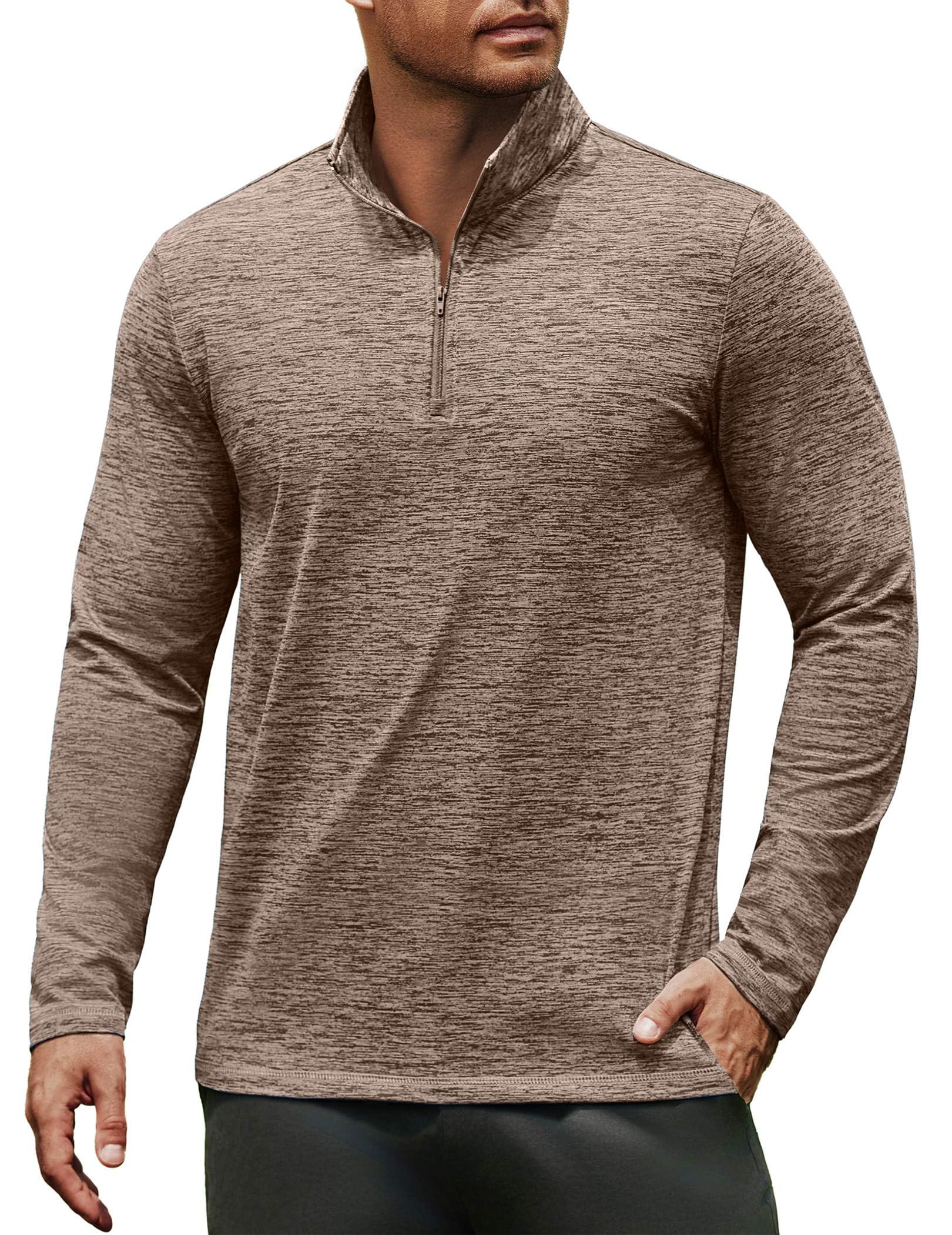 COOFANDY Men's Quarter Zip Pullover Long Sleeve Sweatshirt 1/4 Zip Golf Shirt Winter Fleece Lined Thermal Pullover ISCC PLUS