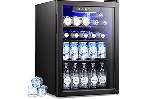 95 Can/24 Bottle Mini Fridge with Glass Door, Beverage Refrigerator and Cooler