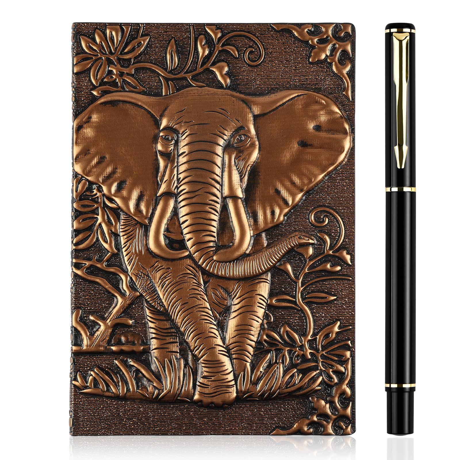 OFFCUP Leather Notebook A6, 200 Pages Hardcover Journal Travel Diary with Pen