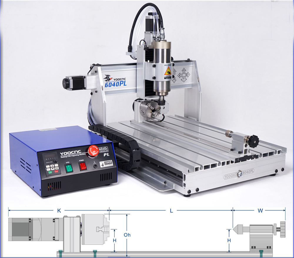 4 axis 6040 CNC router machine + 2.2KW spindle + Square linear