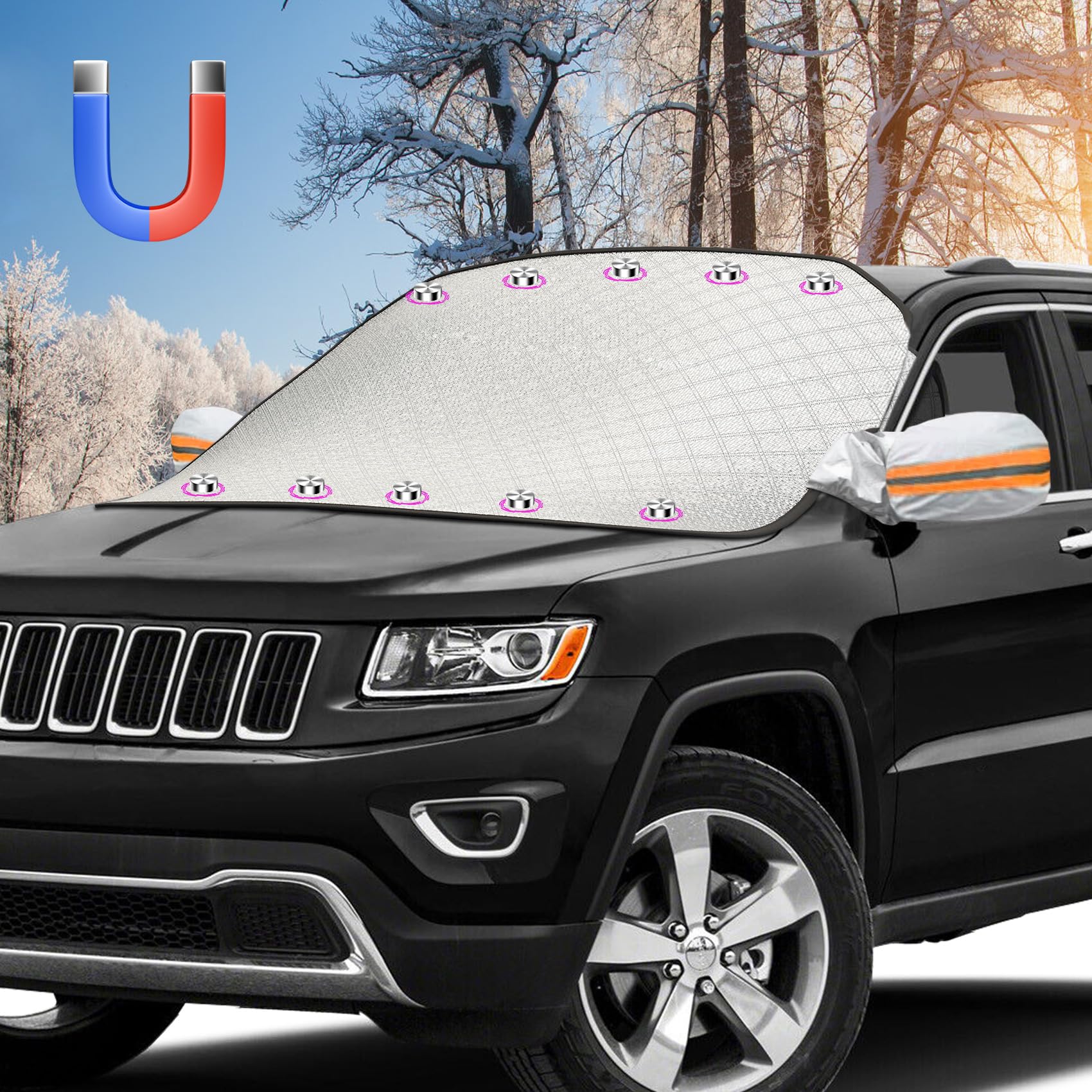 Copri Parabrezza Auto Protettivo, Copertura Vetro Antighiaccio Invernale Ripiegabile Parabrezza Anteriore per T Roc, Jeep Renegade, SUV