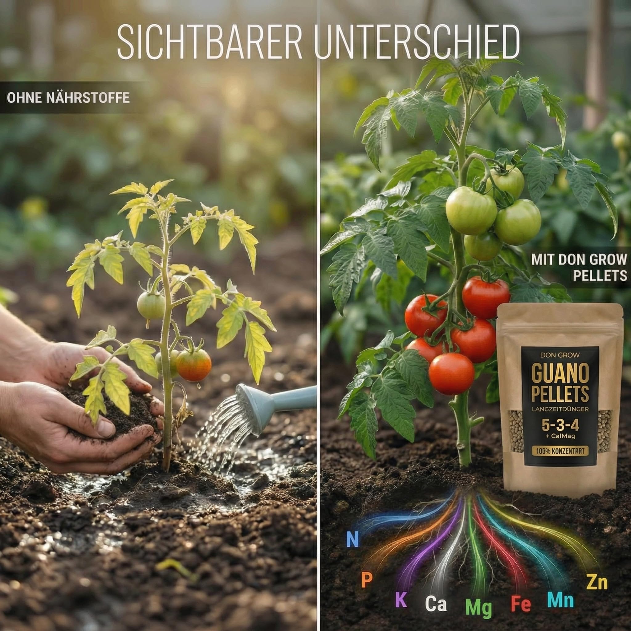 Bio Guano Pellets 5kg – Pflanzendünger & Hortensiendünger NPK 5-3-4 + CalMag – Organischer Langzeitdünger für Garten, Obstbäume & Zimmerpflanzen – Bodenaktivator | Don Grow