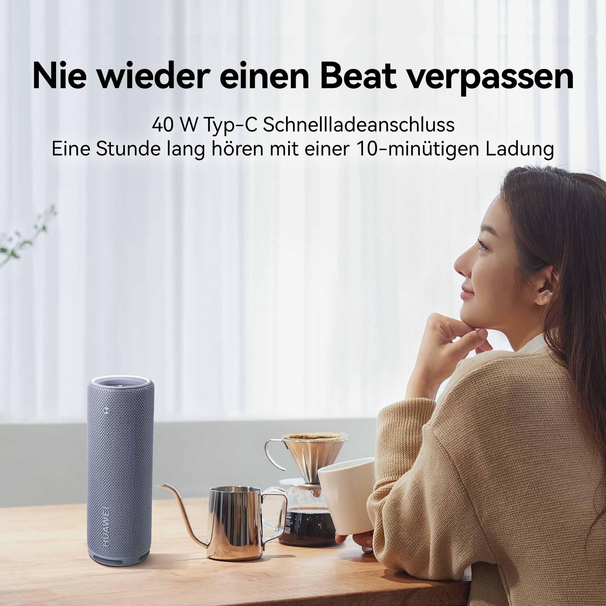 HUAWEI Sound Joy 2 Tragbarer Bluetooth-Lautsprecher, Schwarz | Sound-Vierfach-System, 26-Stunden-Wiedergabe, IP67 Staub- und wasserbeständig, Schütteln für Stereo, stilvolle Lichtshow