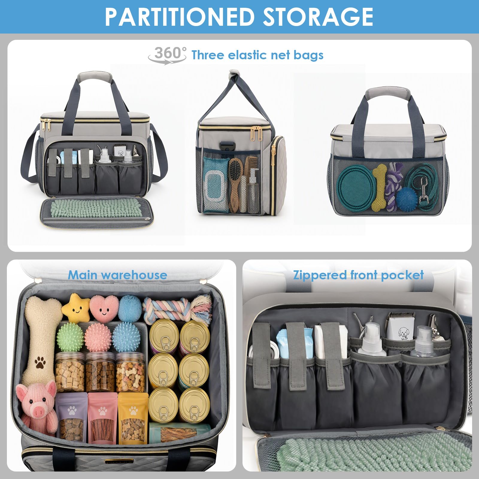 Borsa organizer per la toelettatura degli animali domestici: progettata per toelettatori e strumenti di toelettatura per cani e gatti; si adatta perfettamente a set di strumenti e accessori.