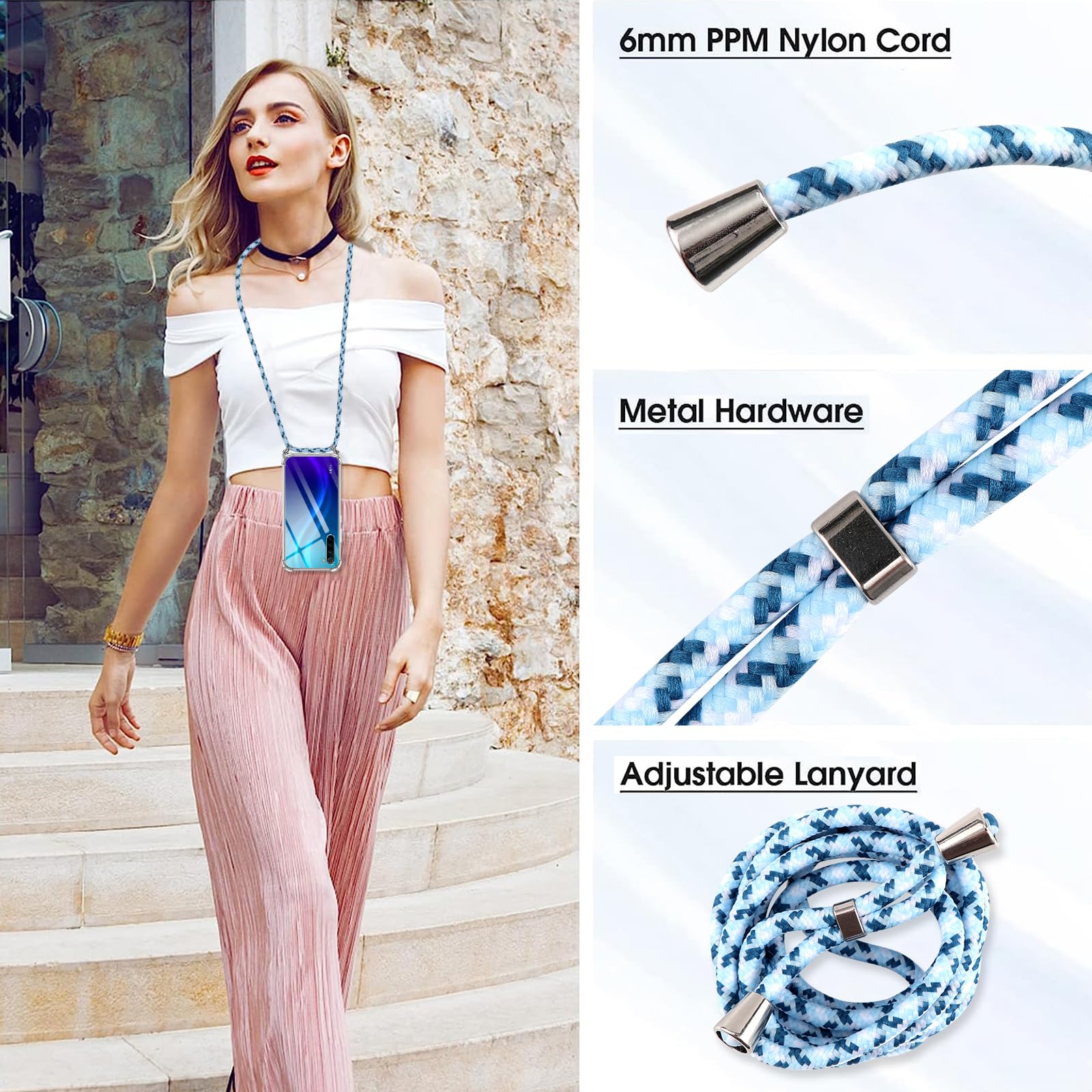 Funda Xiaomi Redmi 14 Para Xiaomi Redmi Note 14 4G - TPU Transparente, Cristal Templado Incluido Funda Con Cuerda