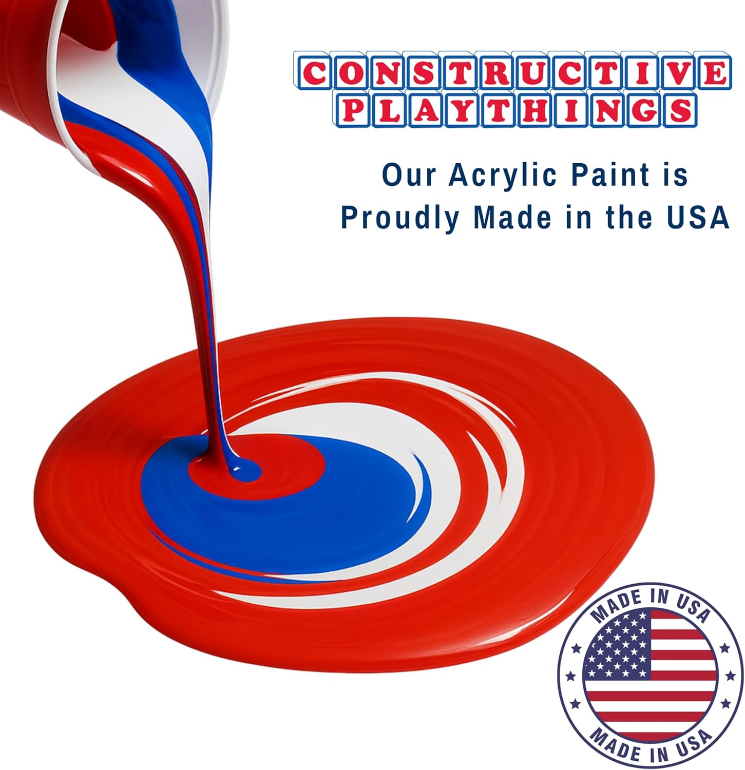 Constructive Playthings Acrylic Paint Set – 12 Vibrant 8 oz Bottles Made in the USA – Thick, Rich Pigment for Rock Painting, Pouring, Fluid Art & Canvas Painting