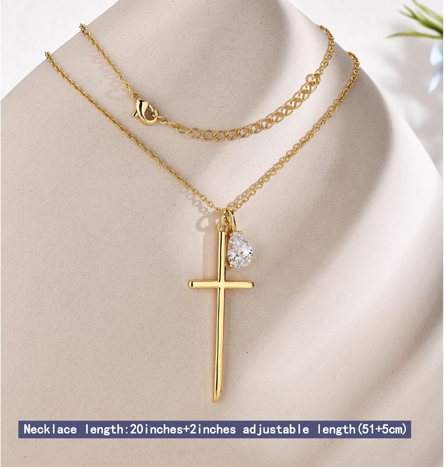 14K Gold Cross Necklace for Women,Gold Filled Sterling Silver Cross Necklace CZ Diamonds Crucifix Pendant Necklaces,Religious Jewelry Gift for Easter Christmas Mother's Day Birthday Daily Wear - Image 5