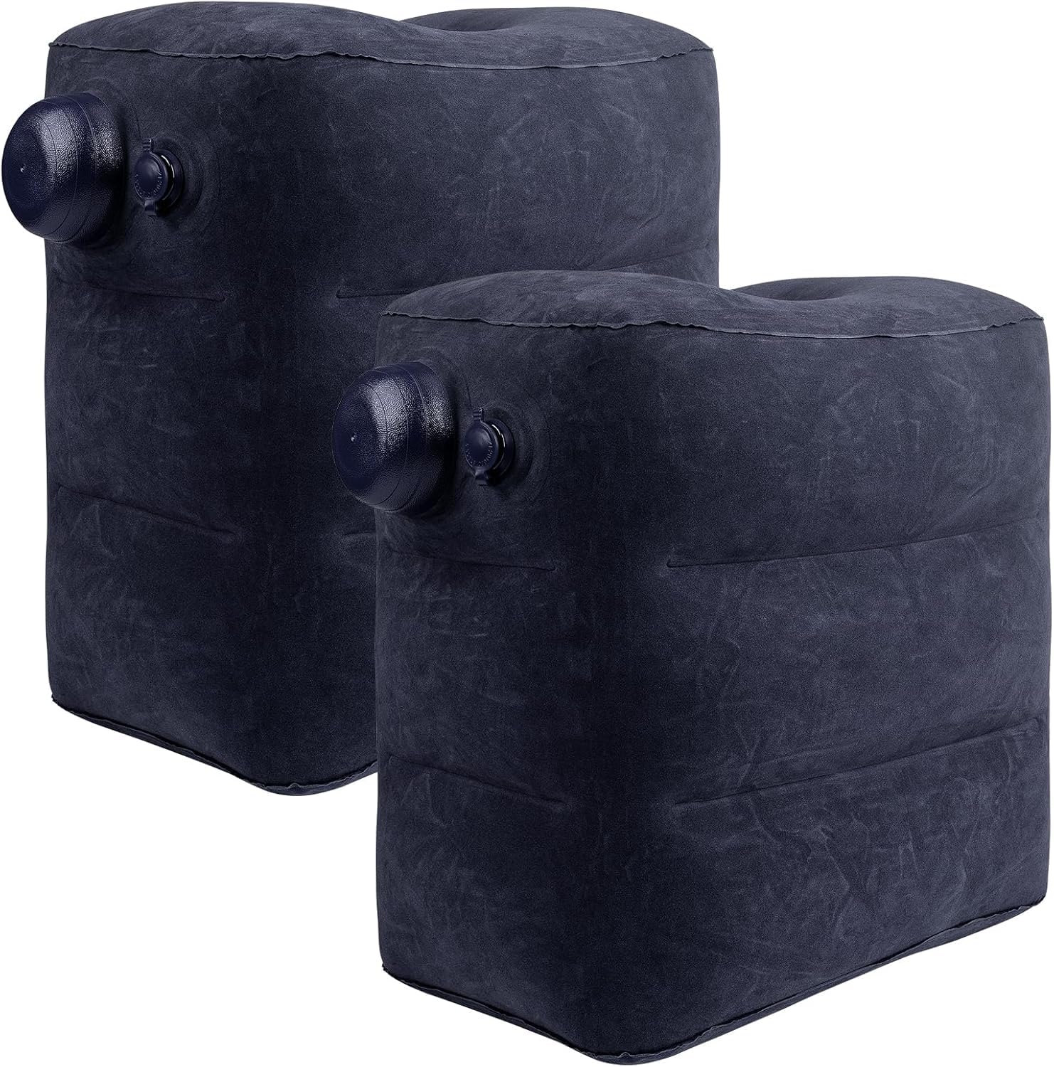 Inflatable Foot Rest for Plane,Airplane Travel Foot Rest,Adjustable Height,Car/Airplane,Footrest Pillow with Pump for Train,Cars，Office,Home (2Pack-Blue)