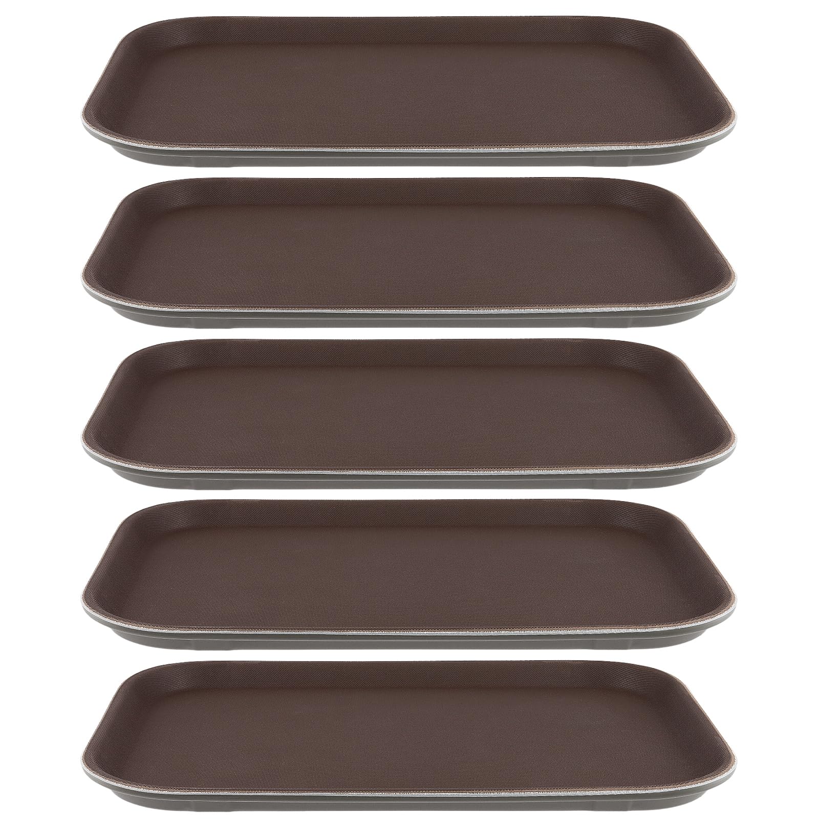 5 pezzi 35 x 25 cm antiscivolo vassoio rettangolare in plastica plastica antiscivolo vassoio da portata per cameriere vassoio rettangolare antiscivolo marrone per cucina caffè panetteria