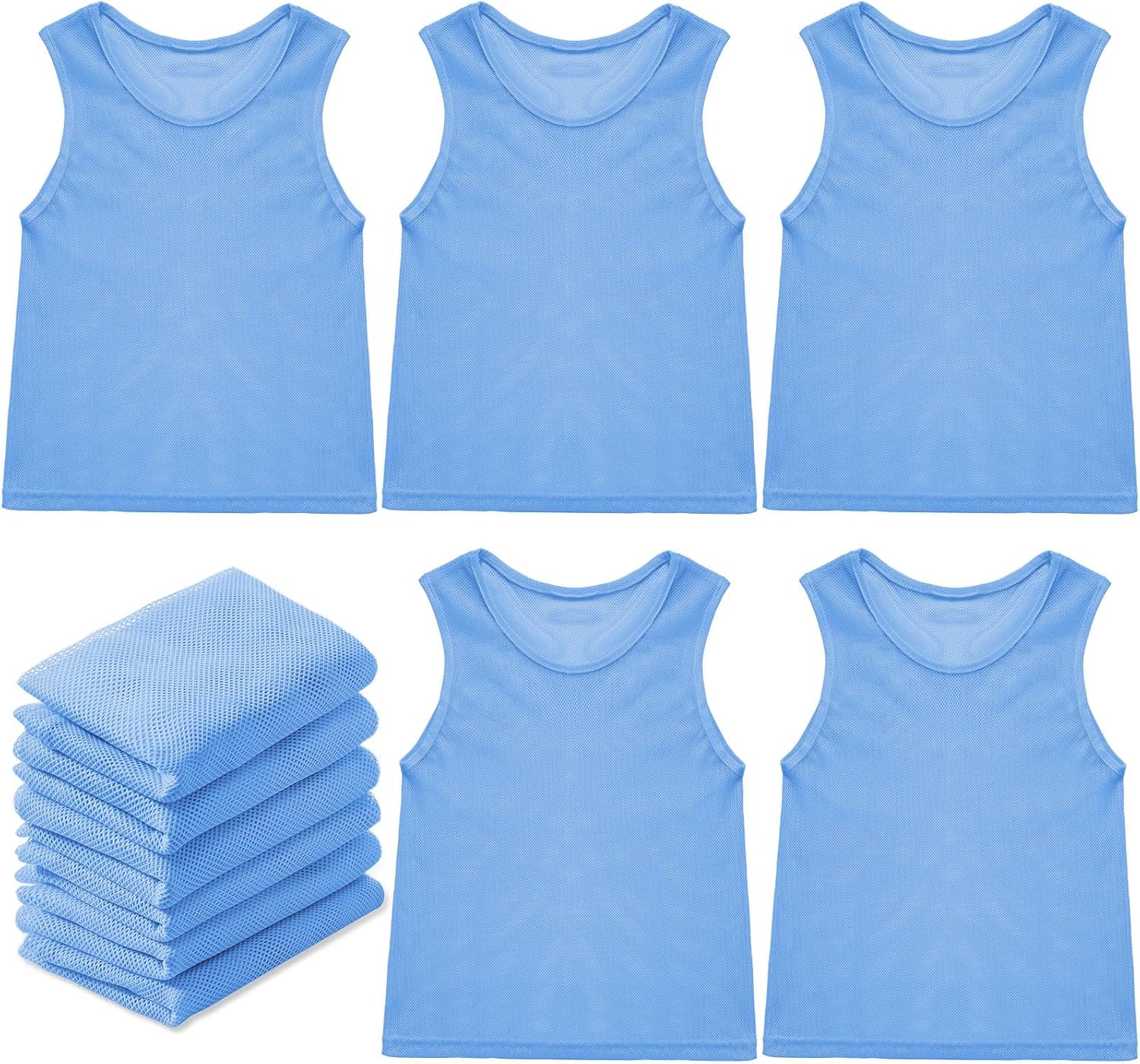 Sintege 12 Pcs Soccer Pinnies Pennies Jersey Scrimmage Vest Sports Practice Jersey Mesh Basketball Vest for Youth Adult Kids