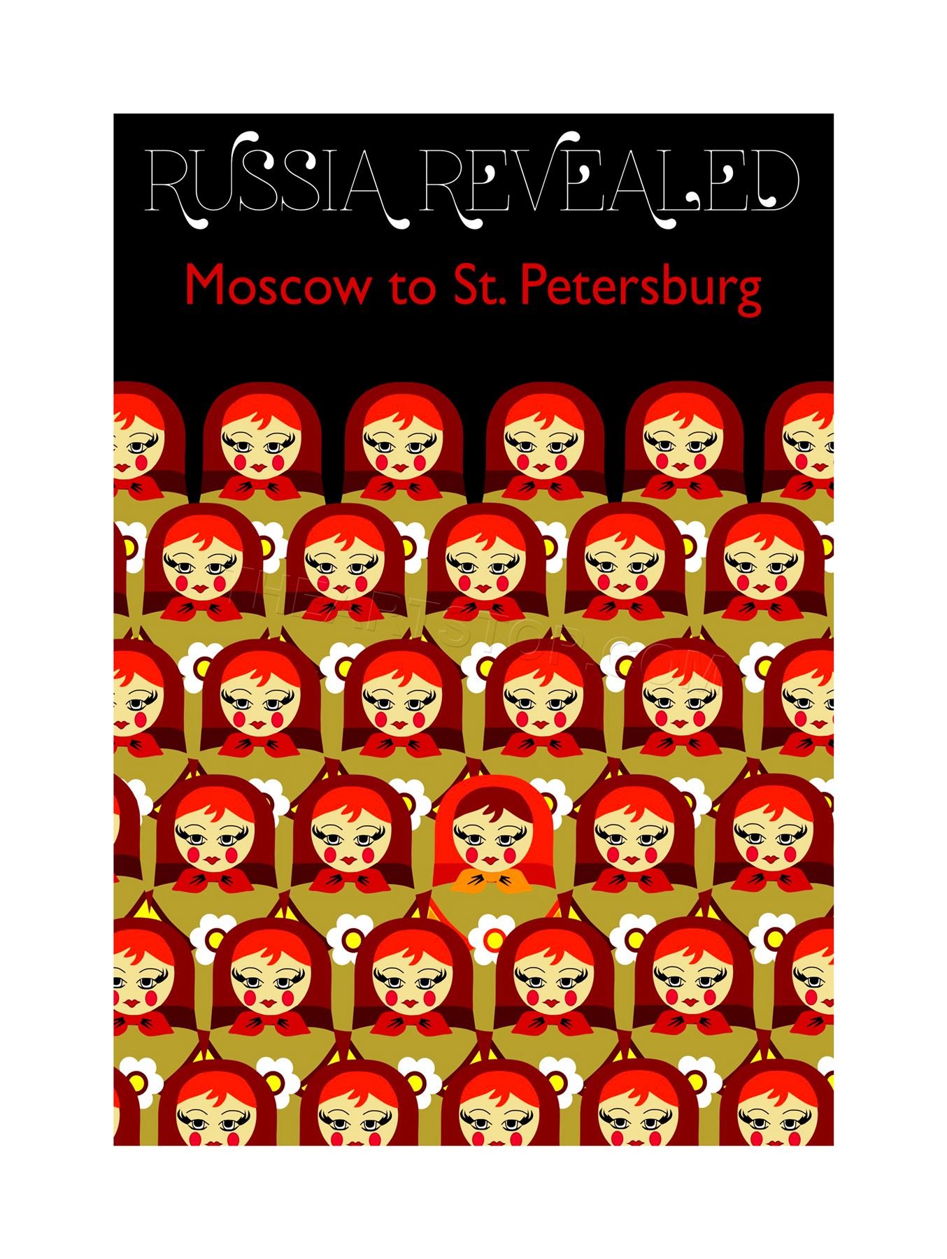Wee Blue Coo Travel Russia Dolls Matryoshka Moscow St Petersburg Wall Art Print