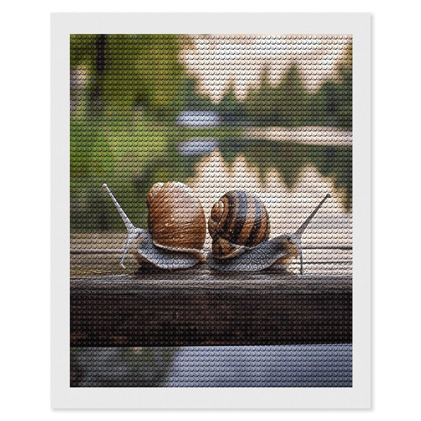 JTREHY Two Snails on The Bench Diamond Art Kits Personalized DIY Round Diamond Painting Kits for Beginner Full Drill Diamonds Dots Paintings for Adults Gem Art Crafts Home Decor