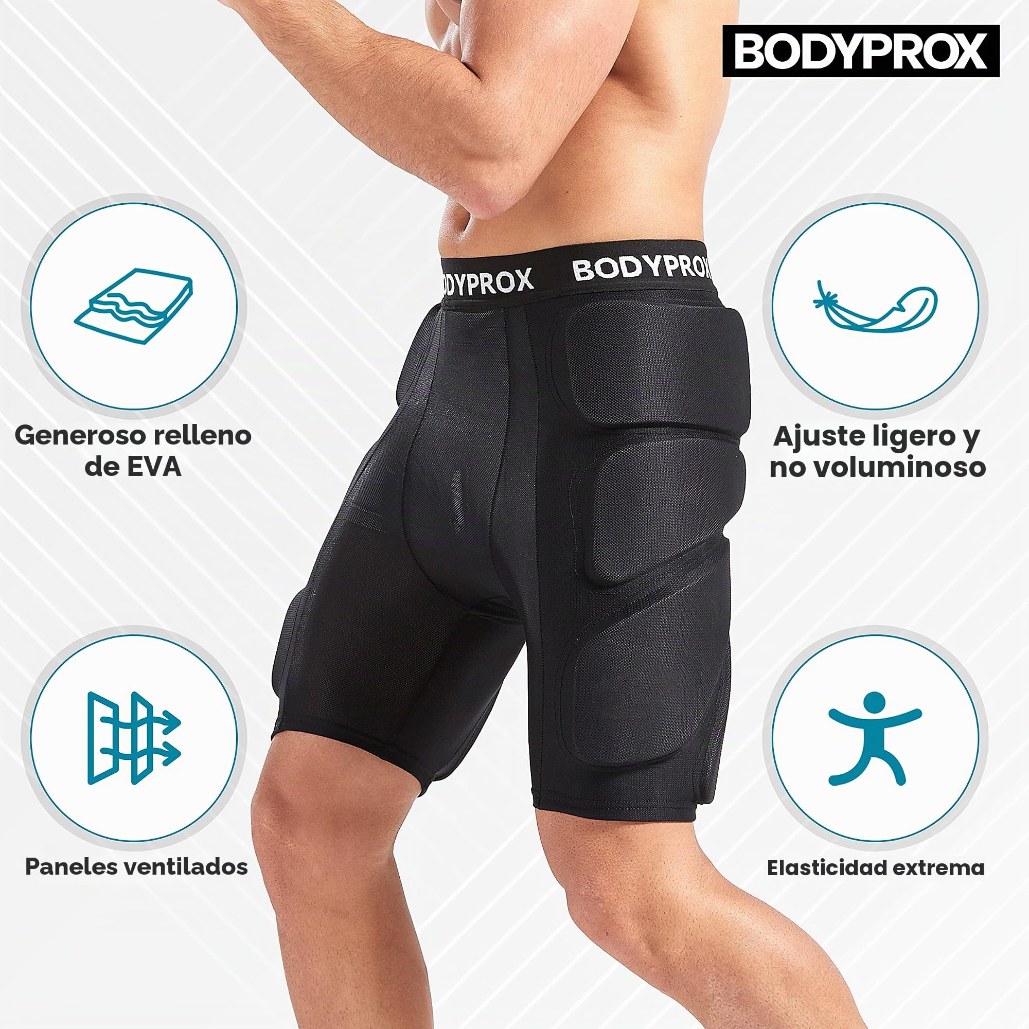 Bodyprox - Pantalones Cortos Protectores Acolchados para Snowboard, Patinaje y esquí, protección Tridimensional de la Cadera, el Trasero y el coxis