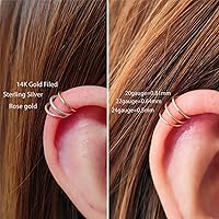 Vista 6 de Small Thin Hoop Earrings for Women,Tiny Huggie Hoop Rings for Cartilage,Helix,Targus,Conch,Nose,22g/24g/20g,14K Gold Filled/Sterling Silver/Rose