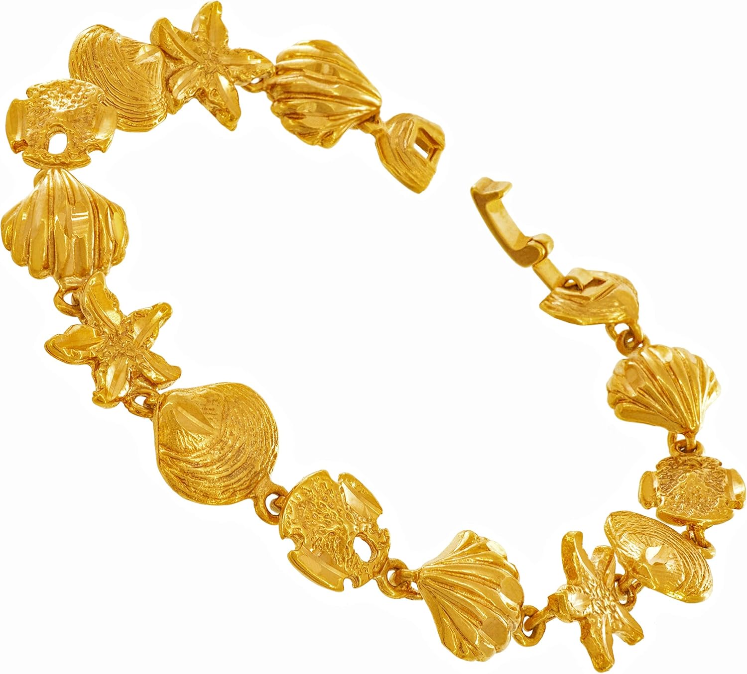 LIFETIME JEWELRY Womens Gold Bracelet 24k Real Gold Plated Diamond Cut Beach Charm Bracelets