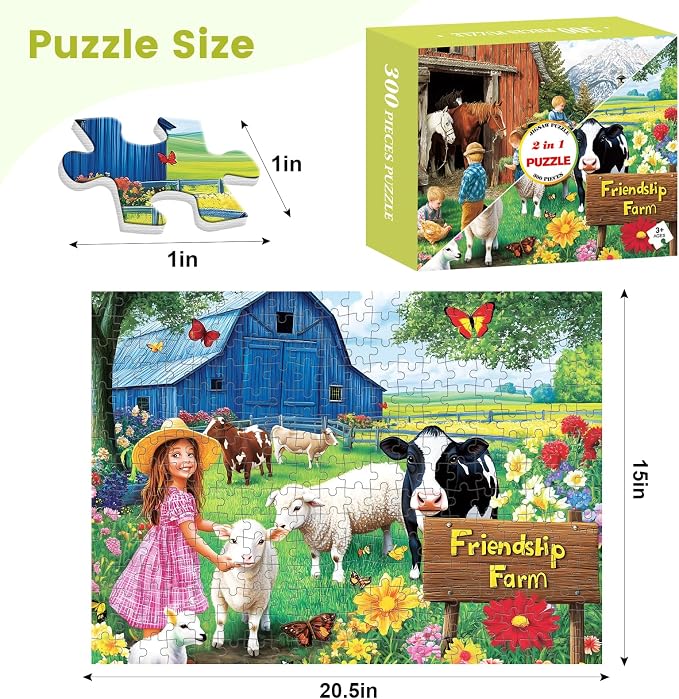 2-Pack rompecabezas 300 piezas escena rural 20.5x15 in miniatura 3