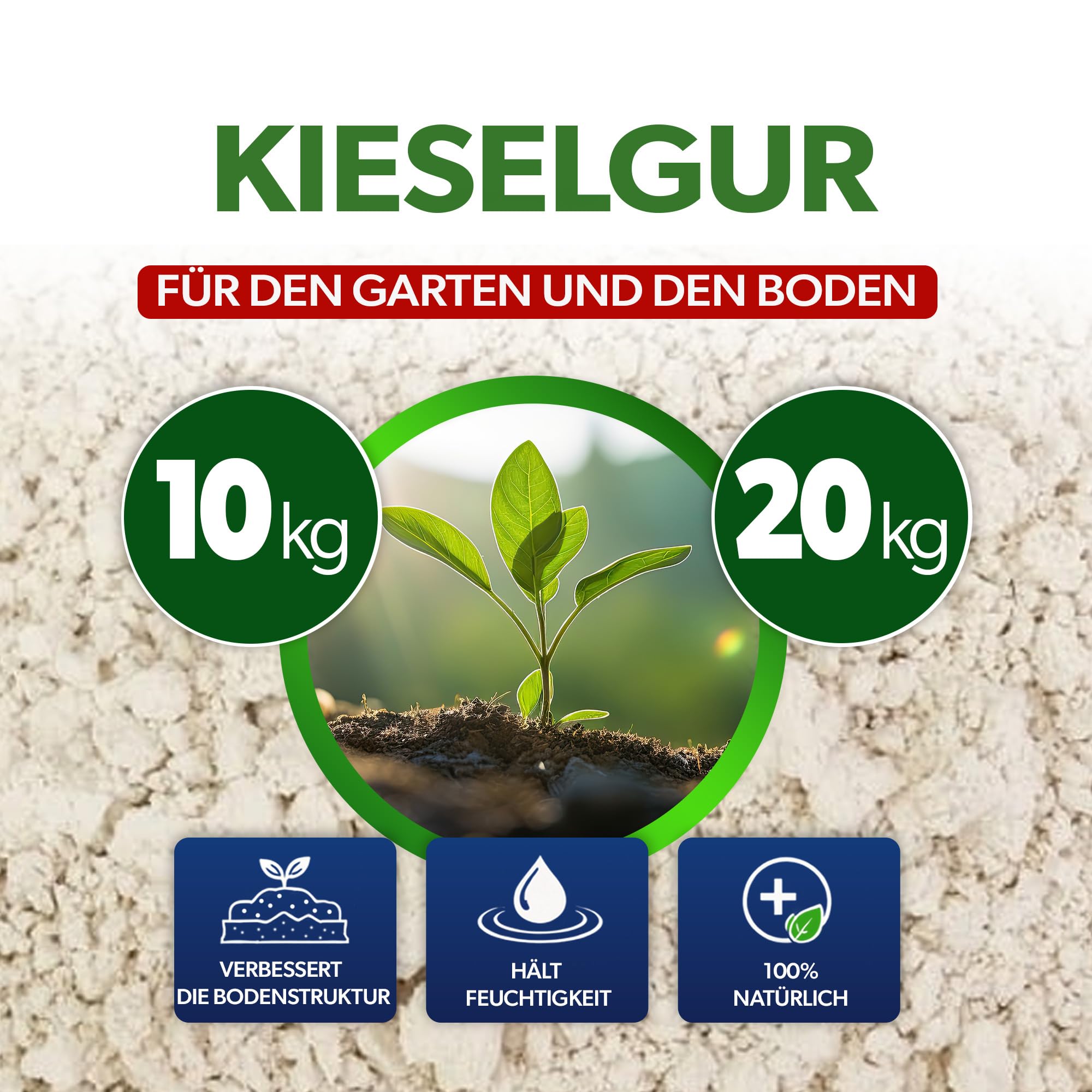 KADAX Tierra de Diatomeas 20 kg para Jardín, Polvo Fino Natural, Activador de Suelo para Tierras Sanas, Crecimiento de Plantas & Protección Natural contra Plagas