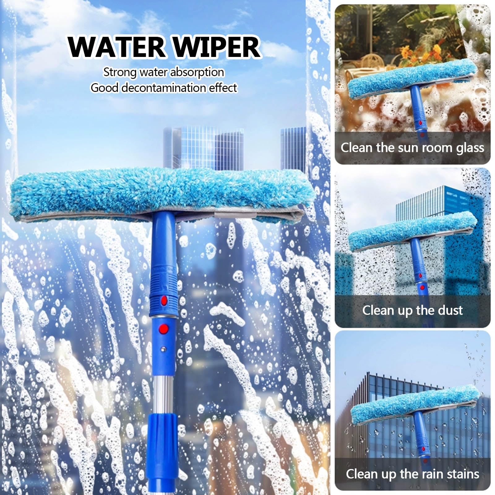 Varillas para limpiar ventanas con varilla empalmable, limpiador de techos altos extra largo, herramienta de limpieza con varilla extensible, limpiador de paredes con mango de aluminio más largo.