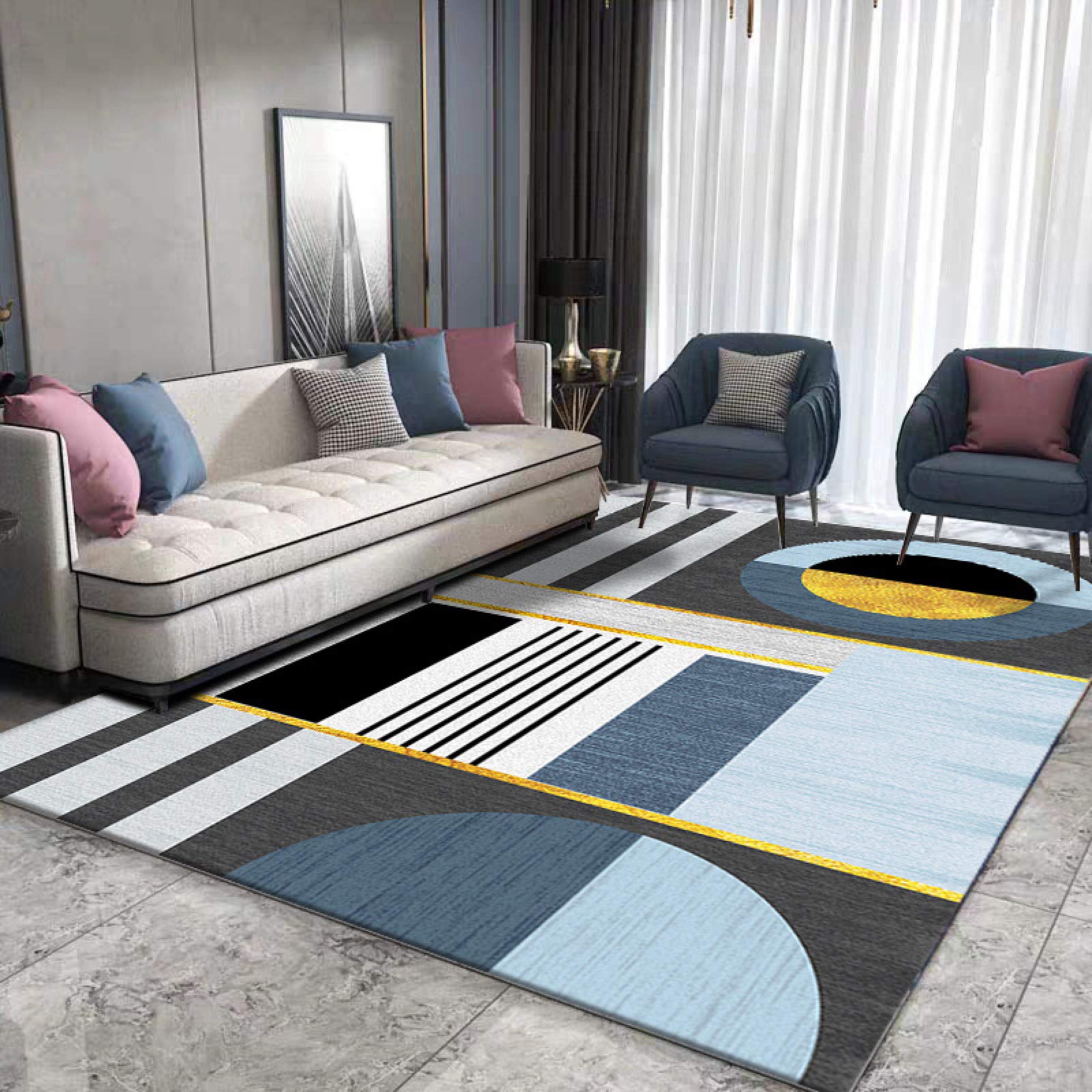 Tapis moderne abstrait pour réchauffer l'ambiance de la chambre