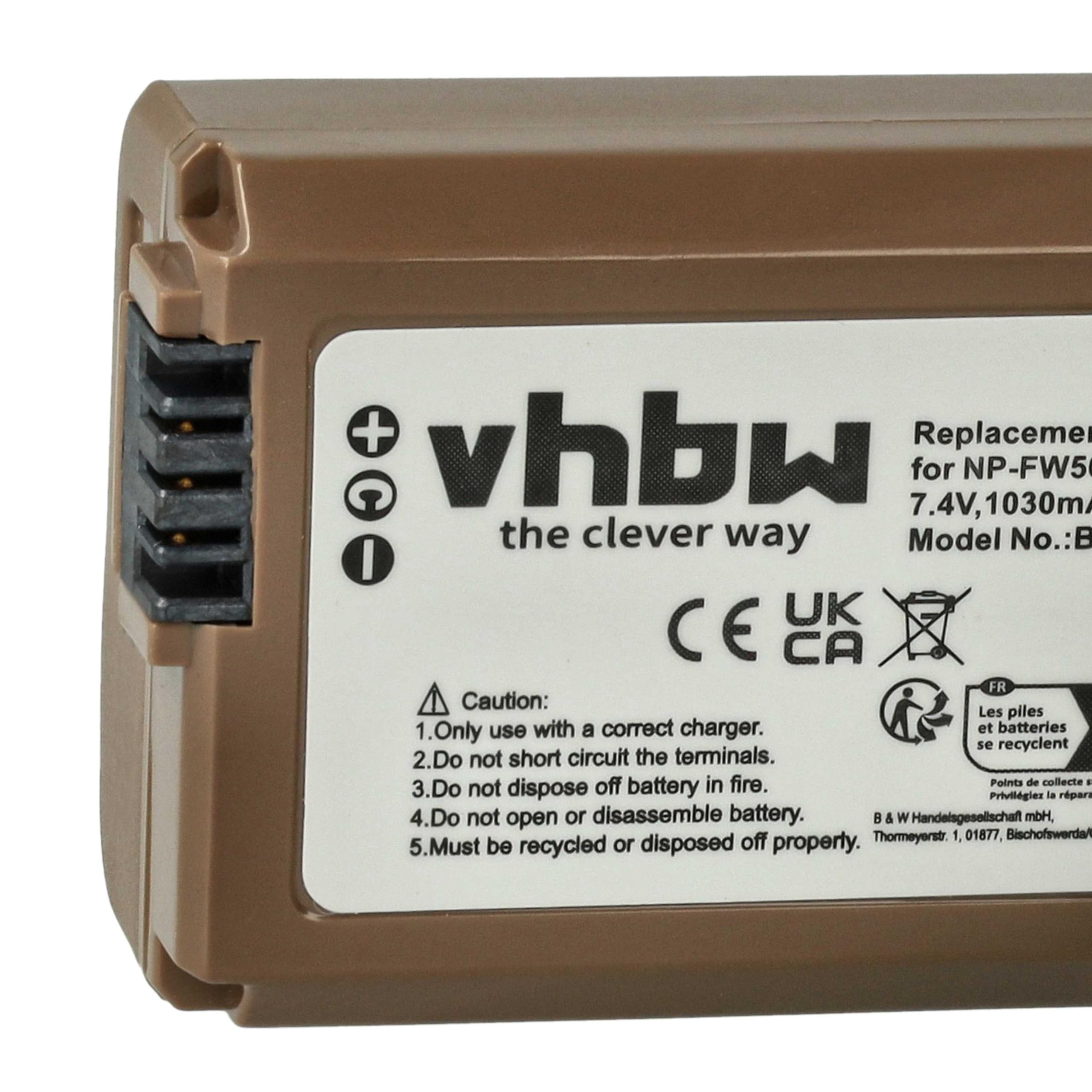 vhbw 3 x bateria kompatybilna z Sony RX1R III Camera (1030 mAh, 7,4 V, Li-Ion), infochip, gniazdo USB-C