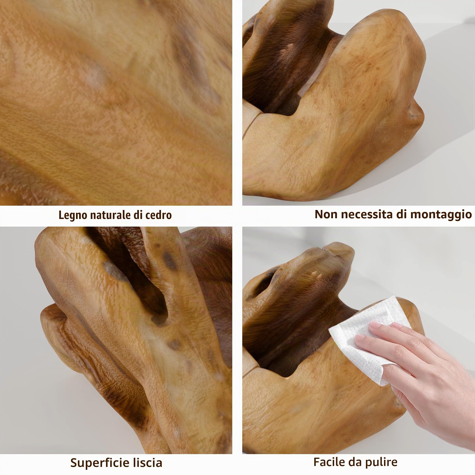 Portabottiglie in legno di radice – Portabottiglie in legno per 2 bottiglie di vino, oggetto decorativo in radica per cucina, sala da pranzo, soggiorno (Für 1 Flaschen Wein)