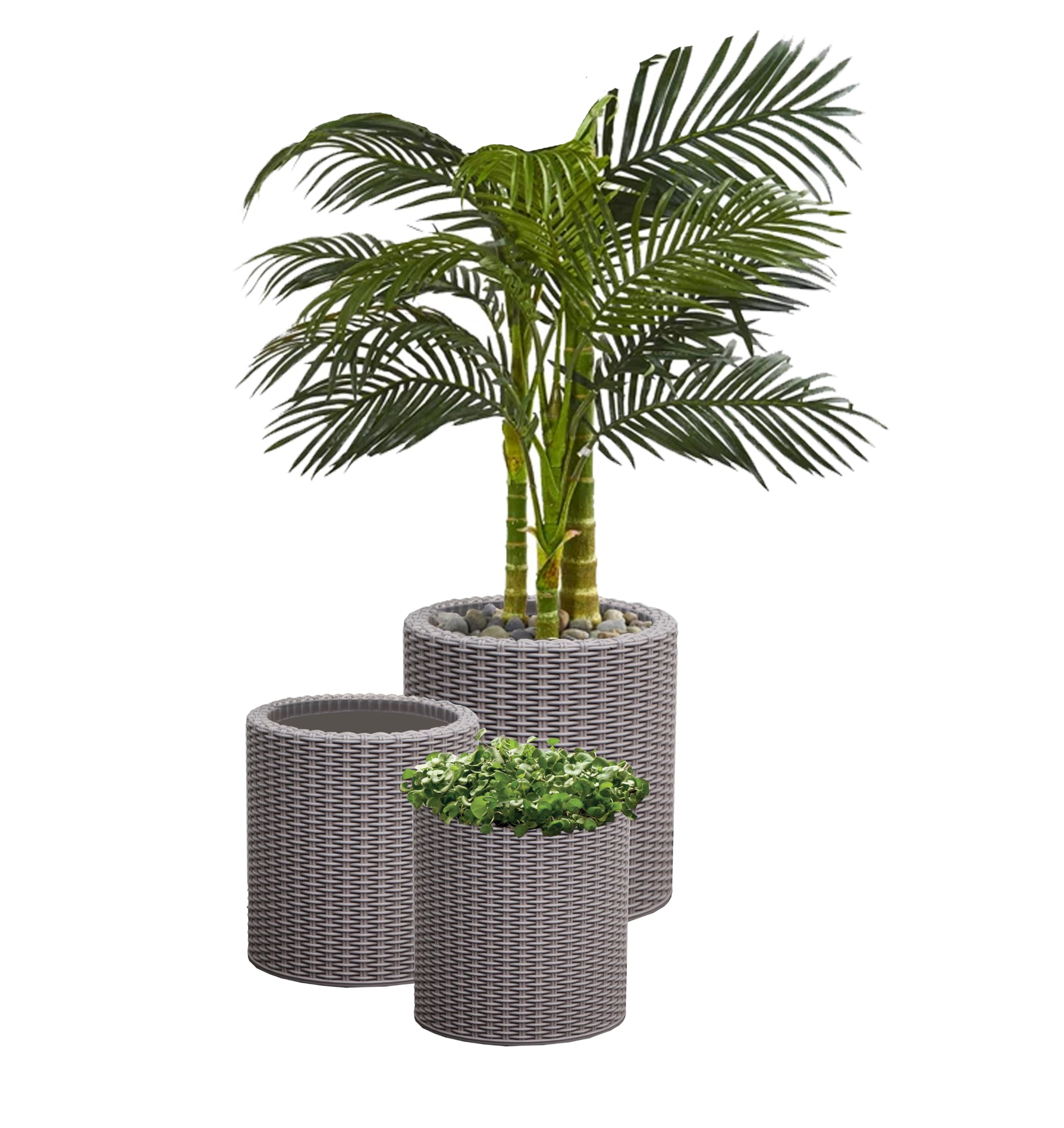 Amazon.com : Keter Cylinder Set of 3 Rattan Resin Planter for Amazon.com : Keter Cylinder Set of 3 Rattan Resin Planter for