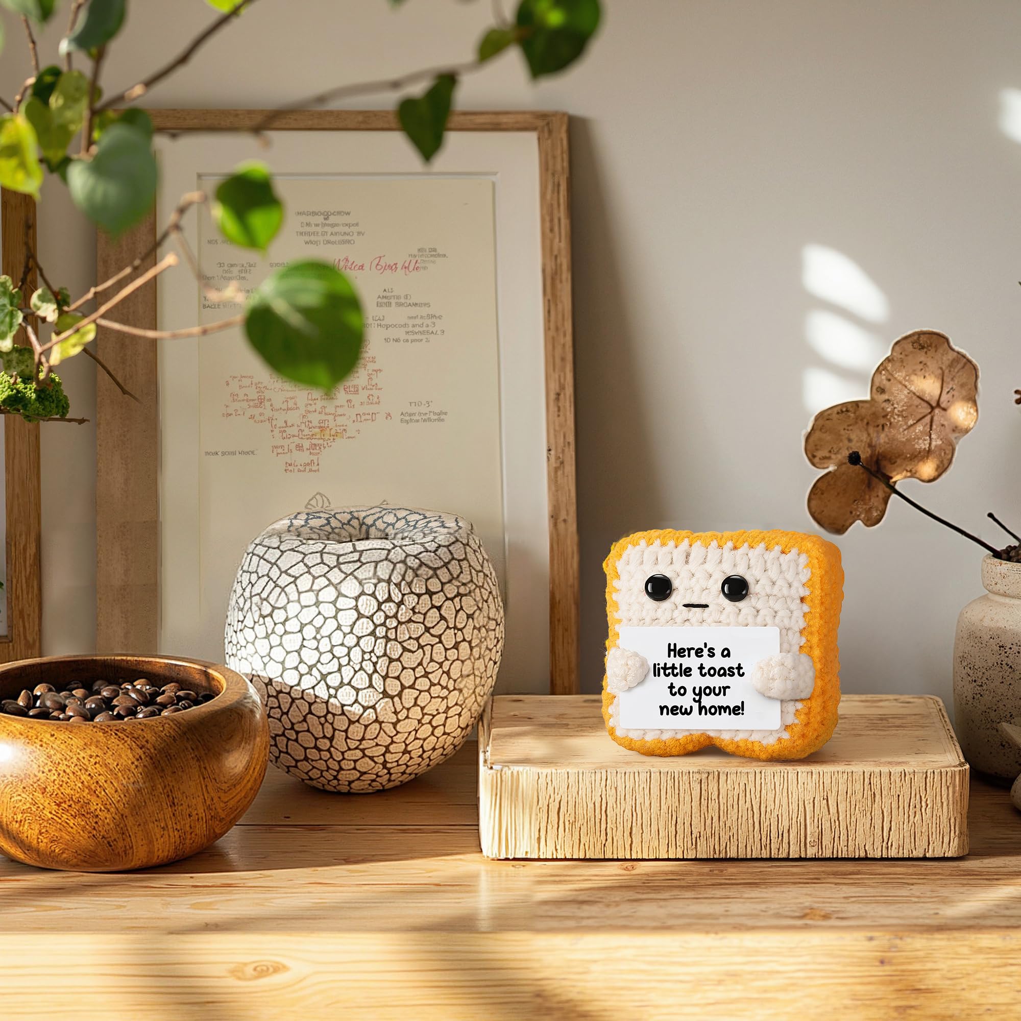 VELENTI Housewarming Gift, Cute Toast Crochet with “A Little Toast to Your New Home!” Sign - Image 3