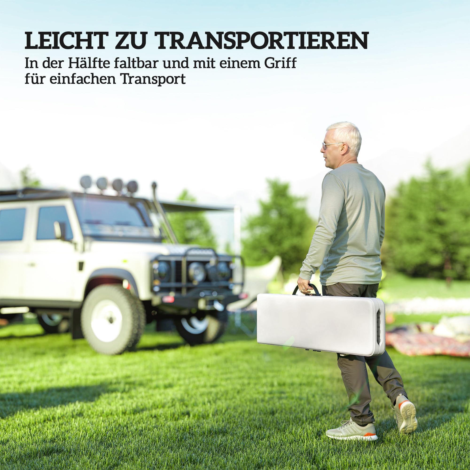 Outsunny Bierbank 2er 8 Personen 182cm Klappbar mit Tragegriff Weiß
