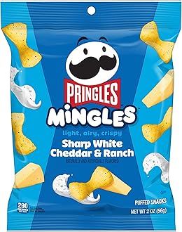 Mingles Puffed Snacks, Sharp White Cheddar and Ranch, Cheese Puffs, Salty Snacks (6 Bags)