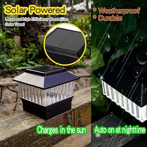 Miniatura 5 de Luces solares de 50 lúmenes para postes de 4 x 4 pulgadas y 5.5 x 5.5 pulgadas, tres LED de color seleccionables, filamento LED de alto brillo para
