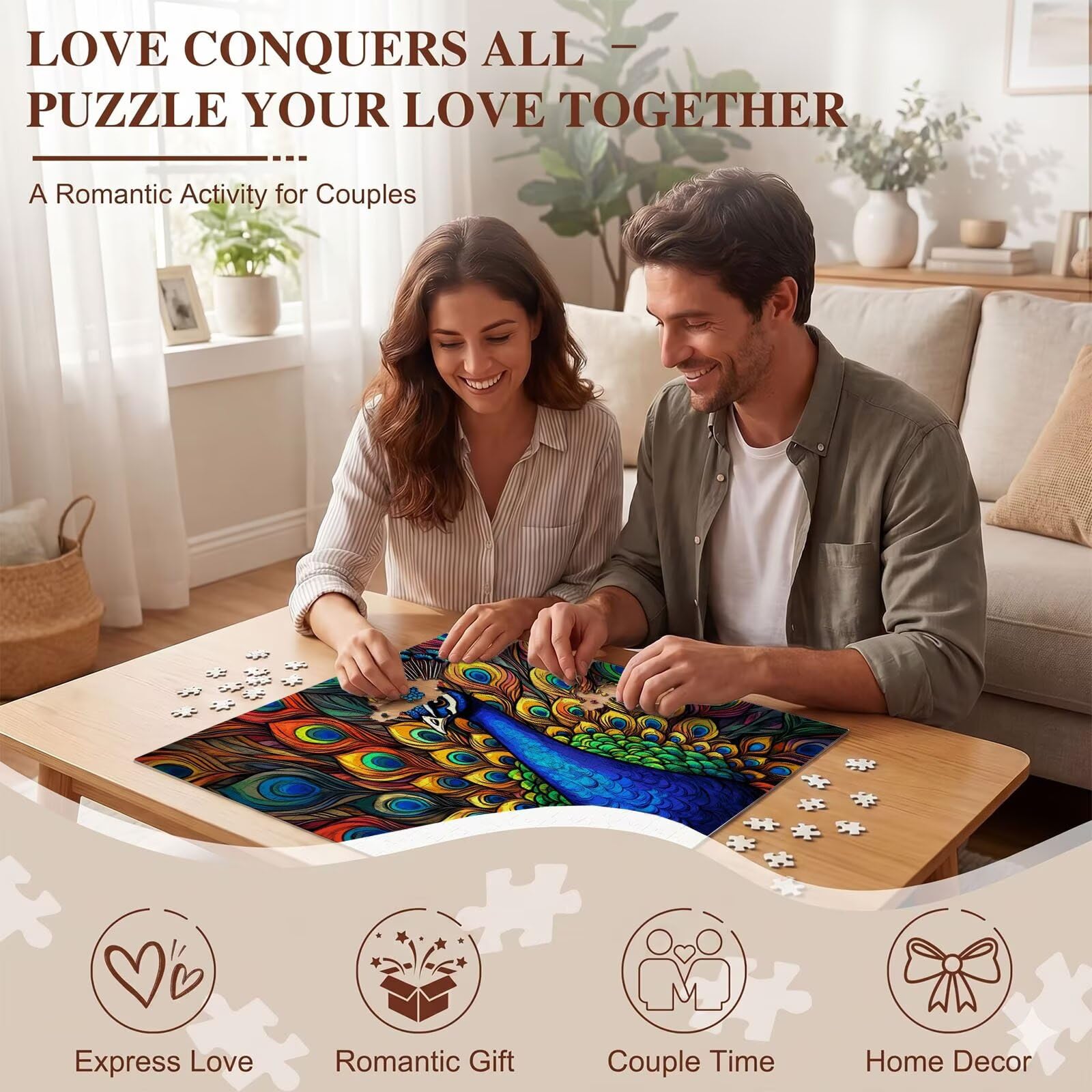 Pavone bellezza Puzzle 2000 Pezzi per Adulti, Puzzle in Legno - Collezione Classica con Poster Incluso -Sfida di Concentrazione e Passatempo Antistress, Gioco Educativo per Famiglia, 99 x 70 cm f0-591