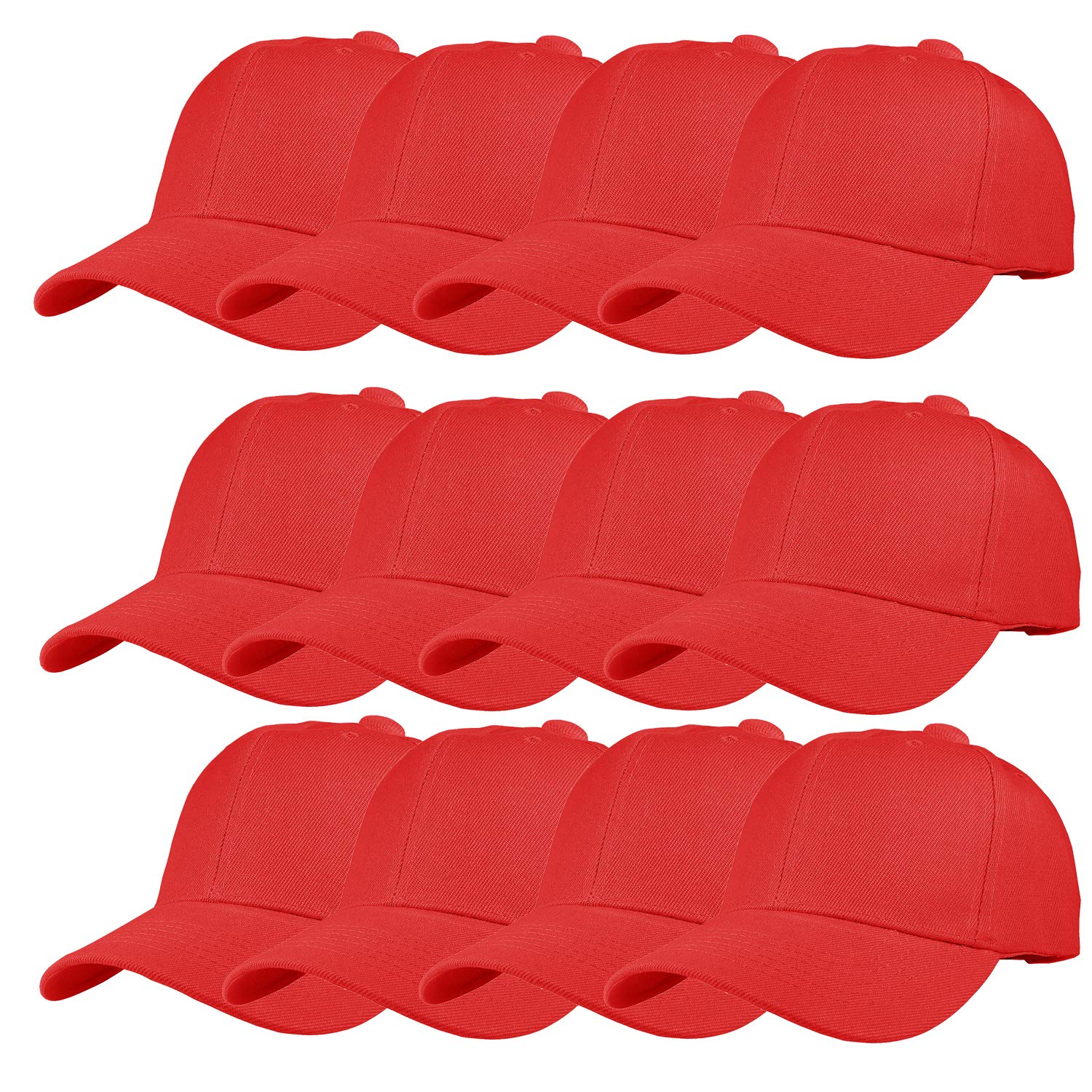 TZ Promise 12 Pack Wholesale Unisex Plain Solid Color Adjustable Baseball Caps Hats