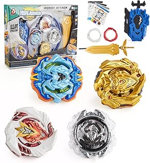 Bey Battling Tops Burst Toy Game Set 4 Spinning Metal Fusion Tops 2 Launchers Battle Gyro Battling Tops 1 Arena Great Birthday Gift for Children Kids Boys Ages 6+