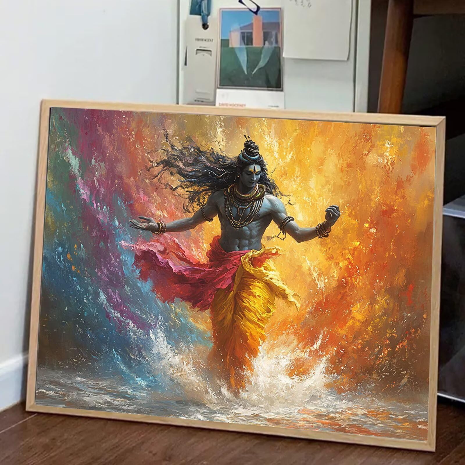 Dipingere Con i Numeri Adulti India Dipingere con i Numeri con Telaio 90 x 120 cm,Religione Paint by Numbers con Vernici e Pennelli, Kit di Pittura a Olio Fai-da-Te per Decorazioni Casa Regalo,kk-753