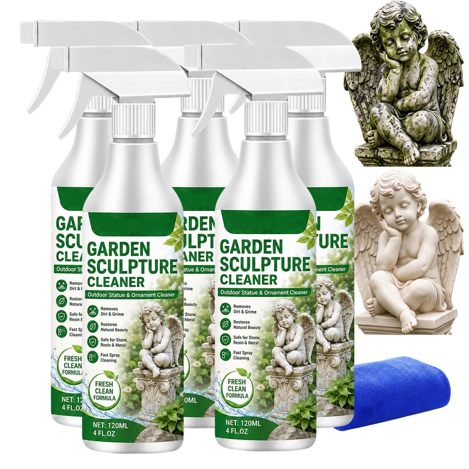 Spray de limpieza multisuperficie para exteriores, potente escultura de jardín, espray de limpieza para decoración de jardín, solución de limpieza para decoración de exteriores, limpiador diario de
