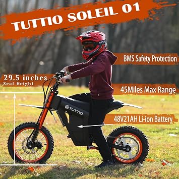 Tuttio Electric Dirt Bike Adults 2000W/3000W 220NM Electric Bike 48V 21AH Removable Battery with Hydraulic Brakes (21AH Dirt Bike)