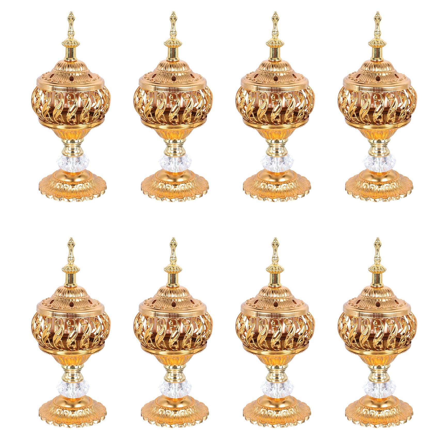 Hndhbfgrt 8X Incense Burner Incense Bakhoor Charcoal Incense Burner Metal Arab Censer Desktop Decor for Incense Sticks Cones