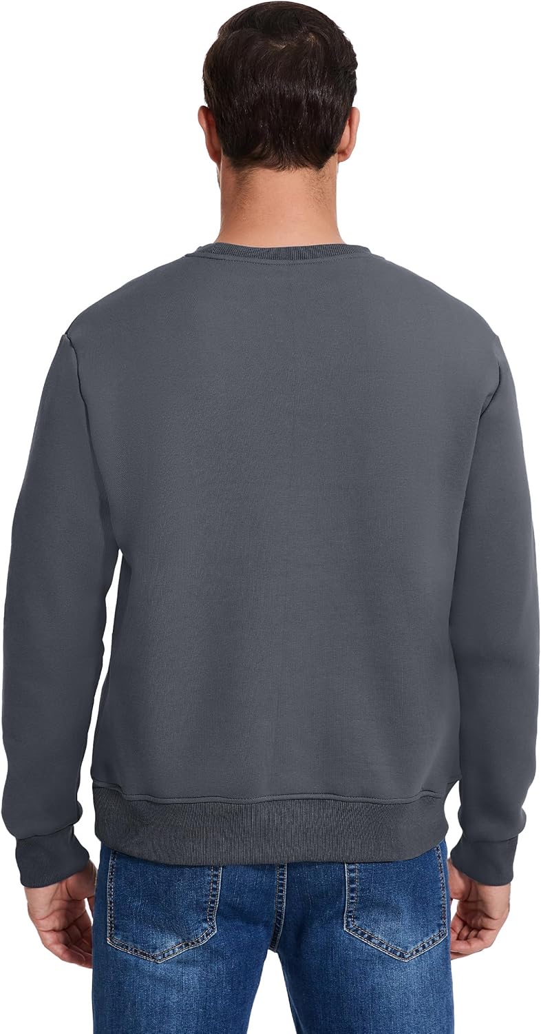 Flygo Men's Warm Sherpa Lined Crewneck Sweatshirts Fleece Pullover Tops Heavy-weight Thick Thermal Cotton Sweat-Shirts - Image 5