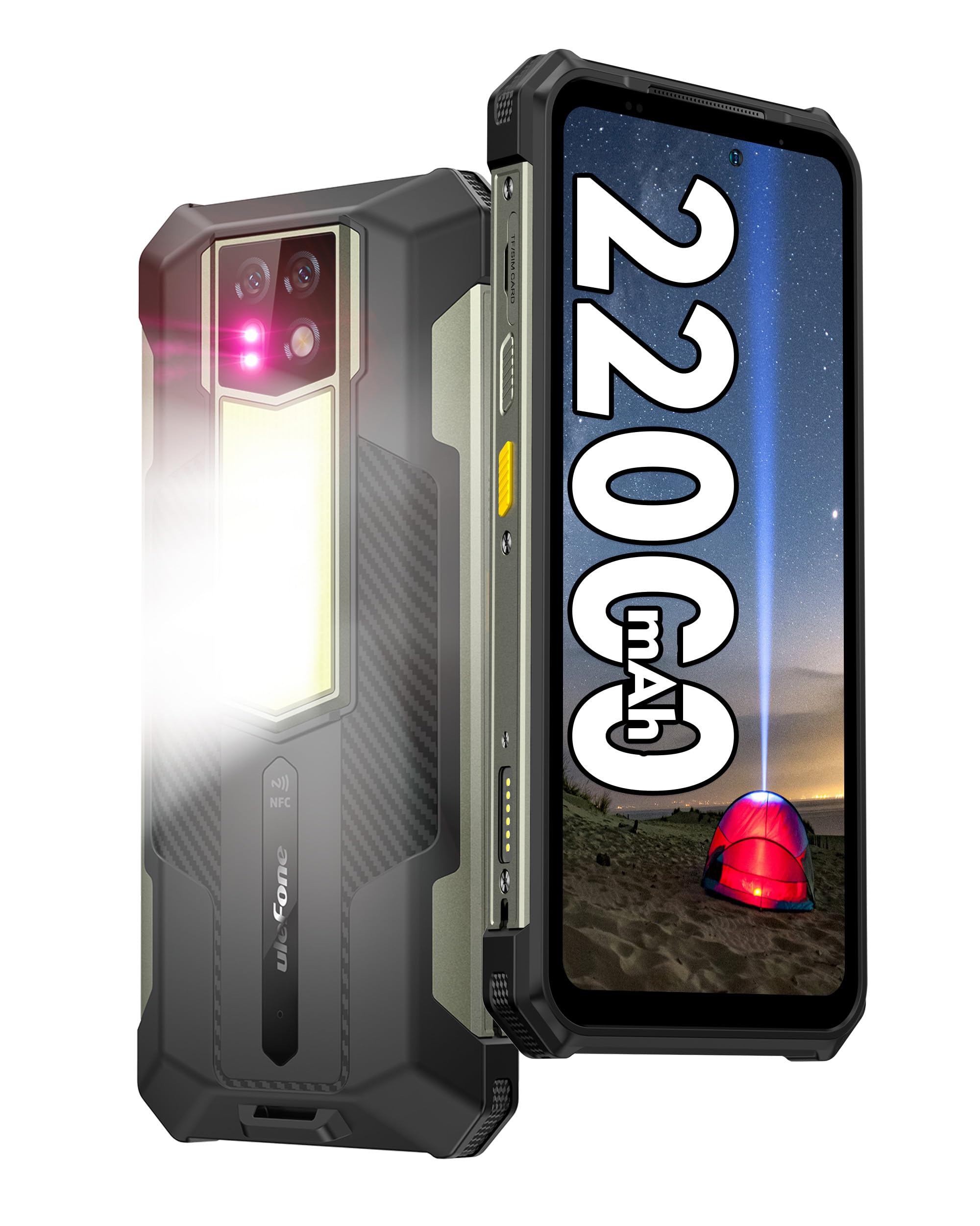 Ulefone Armor 24 Rugged Smartphone Android 14, 22000mAh, 24GB+256GB/2TB, 64MP+64MP Night Vision, 6.78" Corning Gorilla Glass, 120Hz, 3-Card Slot, 4G Mobile Phones SIM Free Unlocked, NFC
