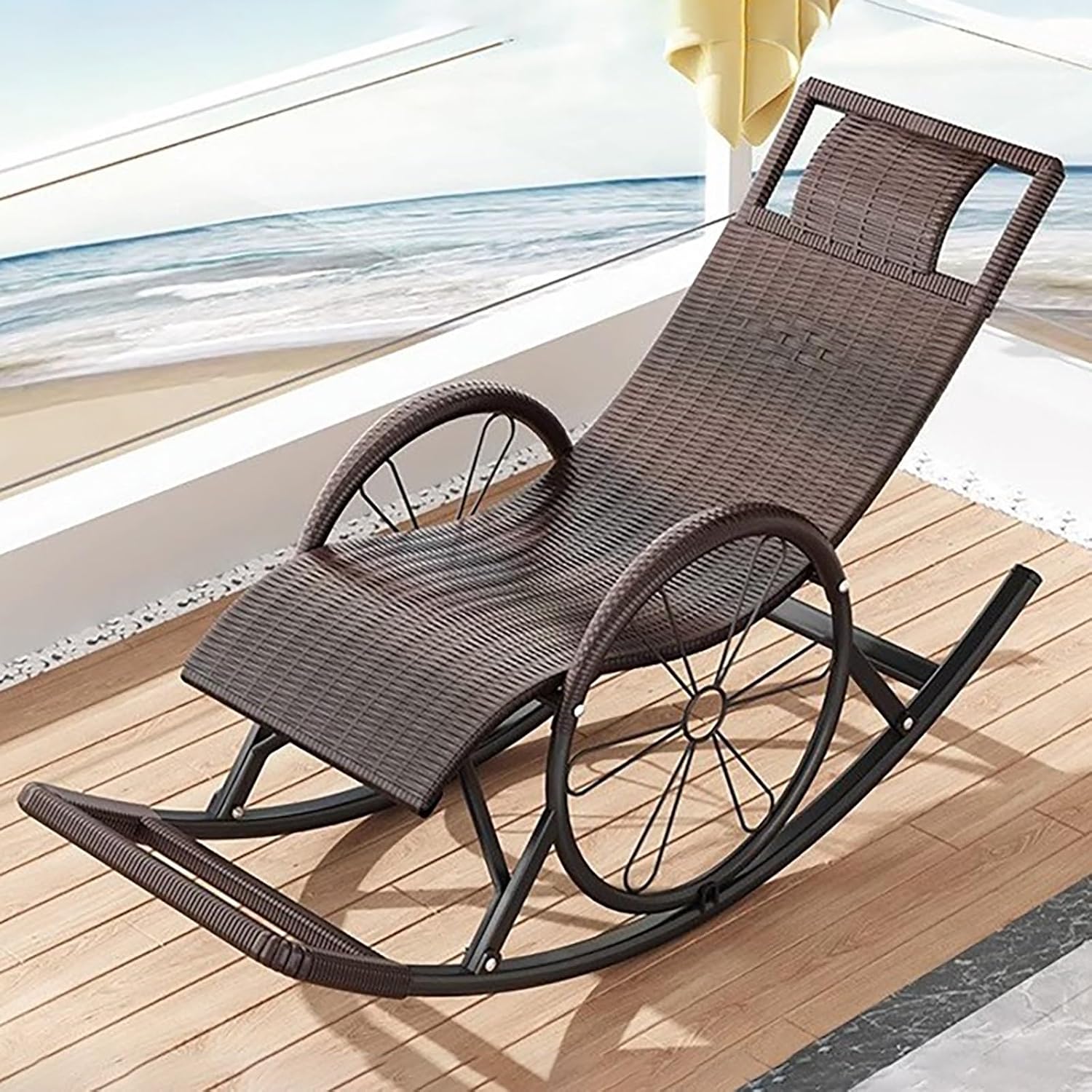 High Backrest Rocking Accent Chair Comfy Armchair Upholstered Nursing Armchair with Wooden Base Adjustable Headrest Lounge Chairs Easy Assembly & Waterproof for Living Room Bedroom Office ( Size : Sil