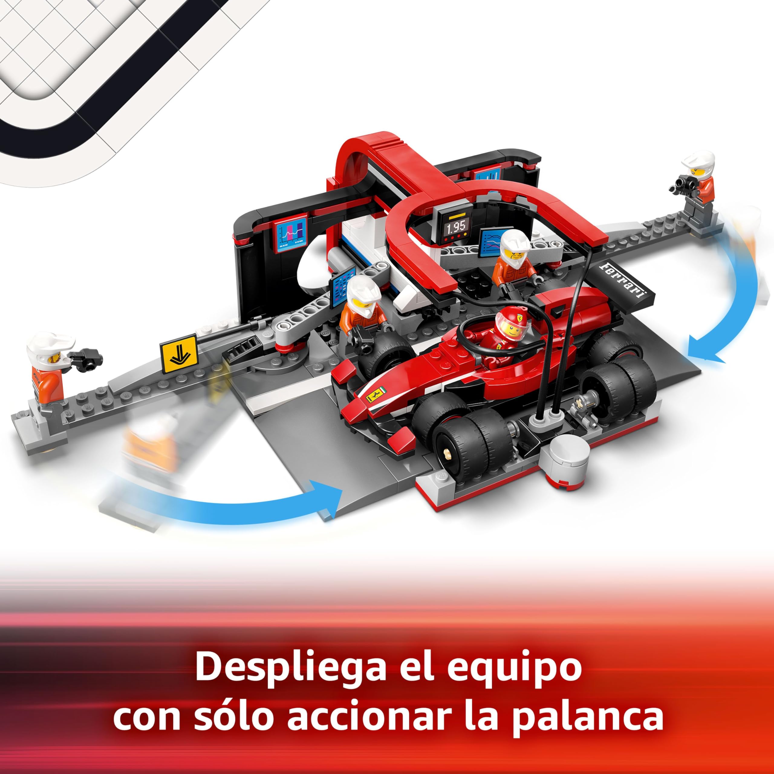 LEGO City Parada en Boxes de F1 y Equipo de Mecánicos con Coche Ferrari de Juguete para Niños y Niñas de 6+ Años, Maqueta de Carreras de Fórmula 1 con Pit Stop y Minifigura de Piloto 60443