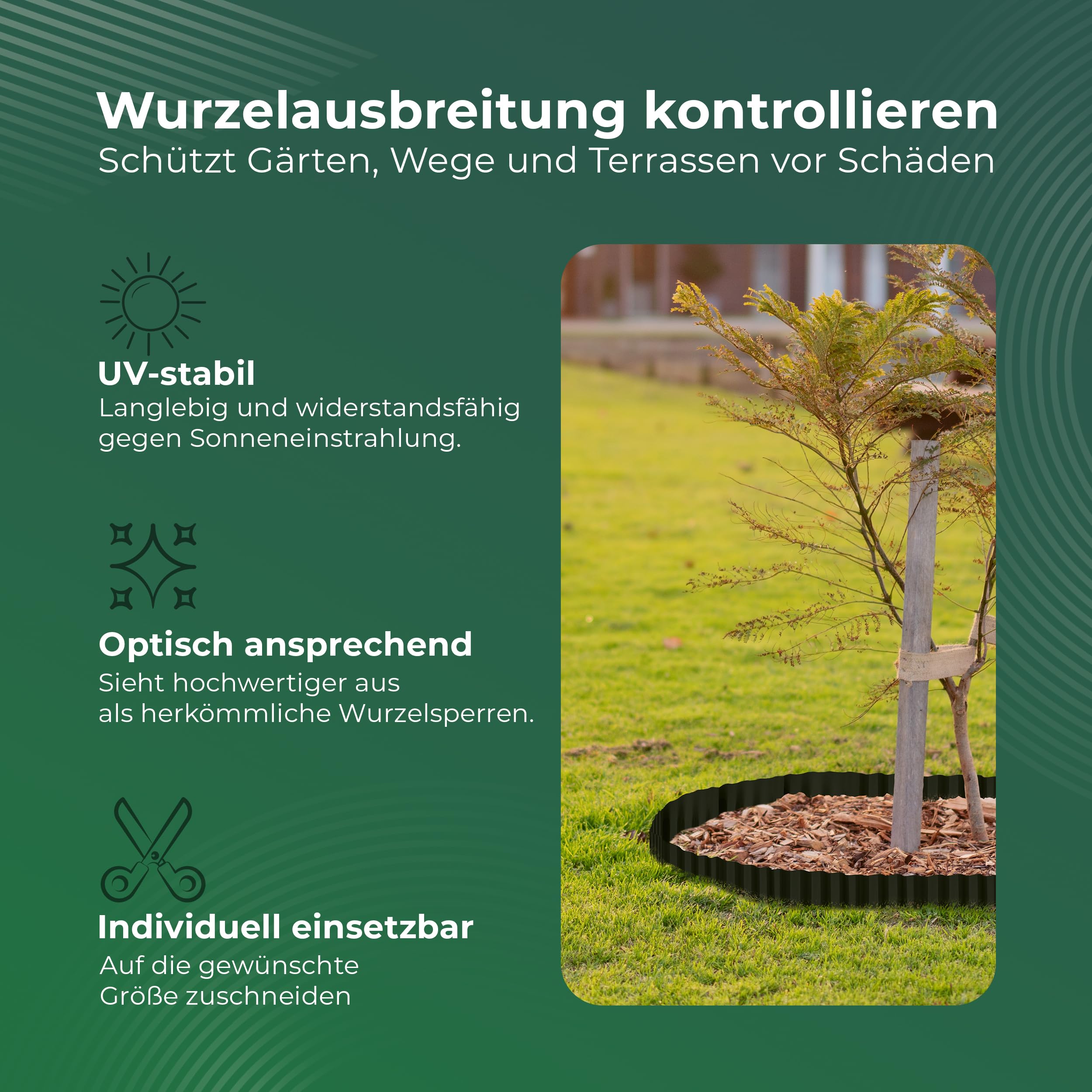 Novatool Wurzelsperre I 3,5 x 0,60 m I Schwarz I individuell formbar I Wurzelschutzbahn Rhizomsperre für Bambus Wurzelstopp Unkrautsperre Wurzelbarriere Rasenkante