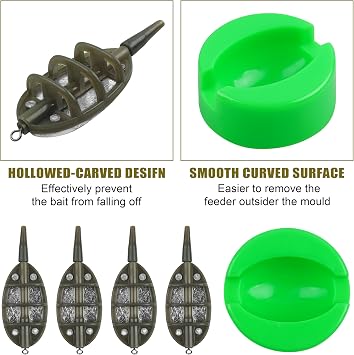 Carp Fishing Method Feeders Set 4 Inline Method Feeders with 1 Quick Release