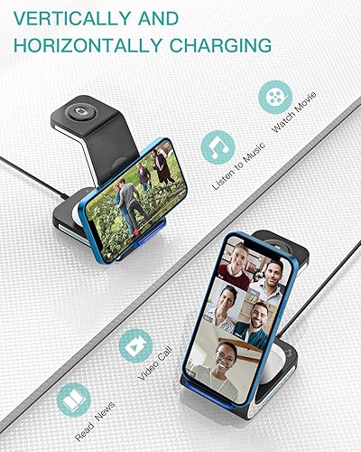 Miniatura 6 de Cargador inalámbrico, estación de carga inalámbrica weetla 3 en 1, soporte de carga inalámbrica para iPhone/iWatch/Airpods, para iPhone 13, 12, 11