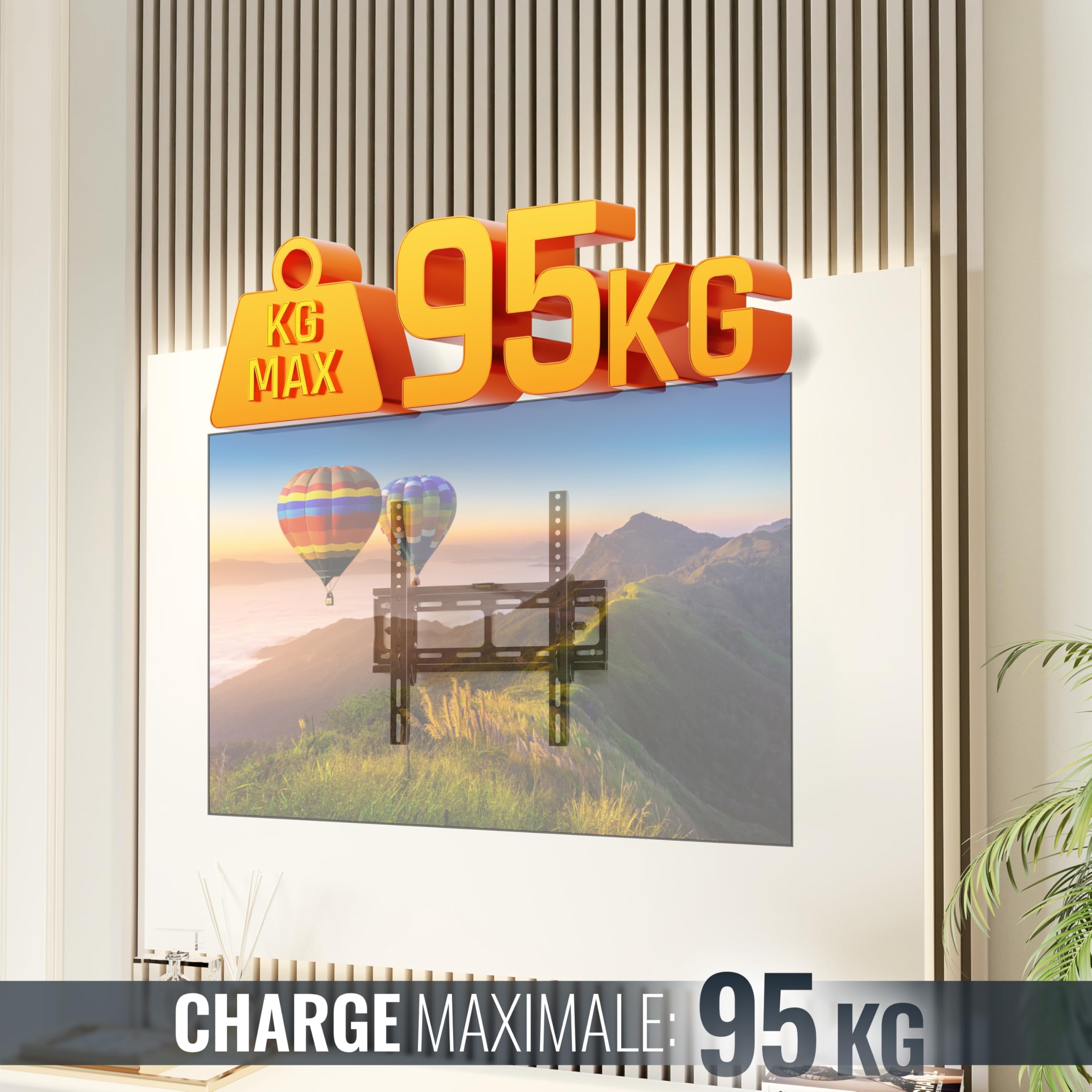RICOO R09 Support Mural TV 40 à 85 Pouces 42 43 48 50 55 58 60 65 70 75 77 83 Pouces VESA 200x200 à VESA 400x400 Inclinable Universel Fixation Murale TV QLED OLED LED LCD