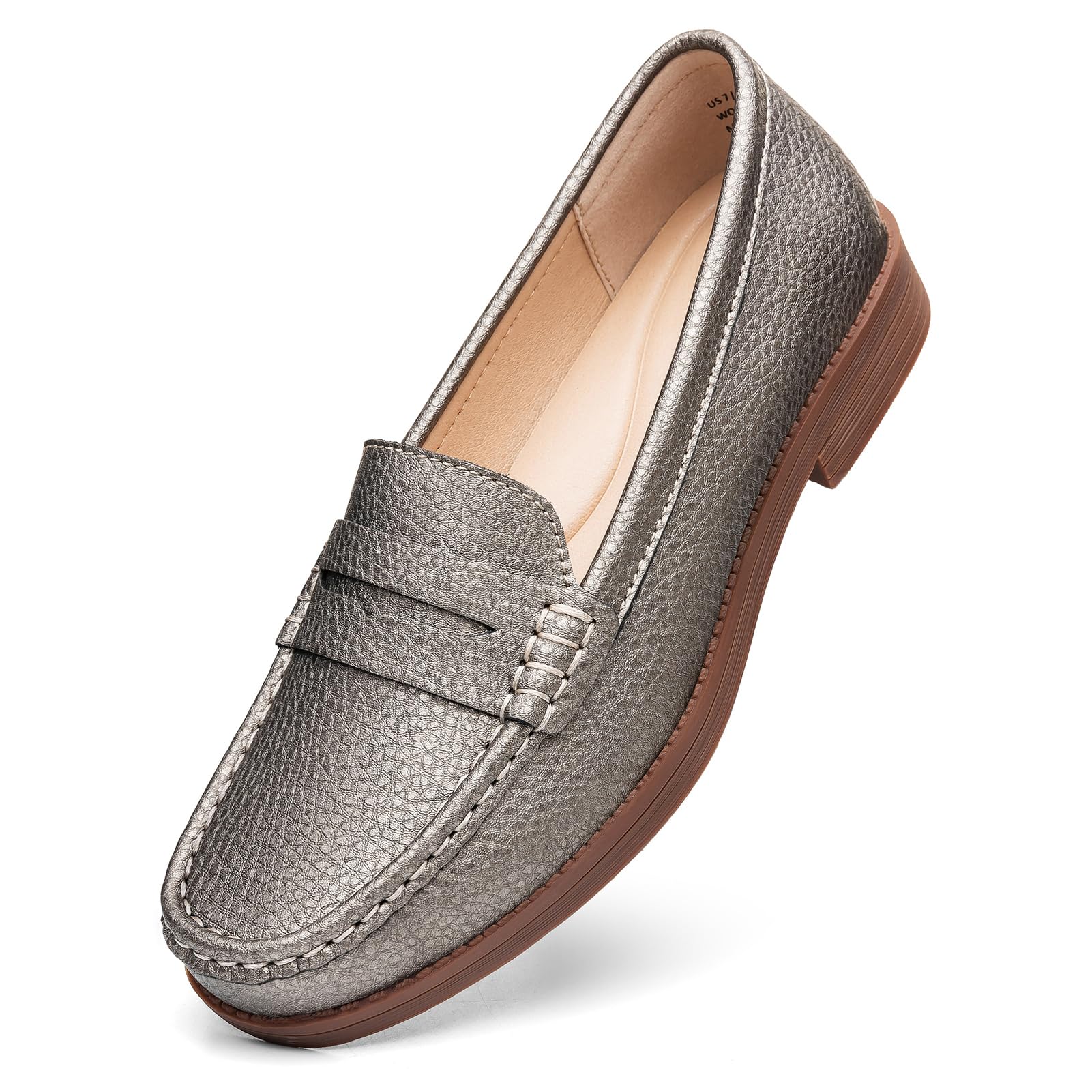 Women's Comfortable Leather Penny Loafers Slip On Business Casual Dress Shoes Lightweight Office Work Flats Everyday Walking Shoes for Women — view 18