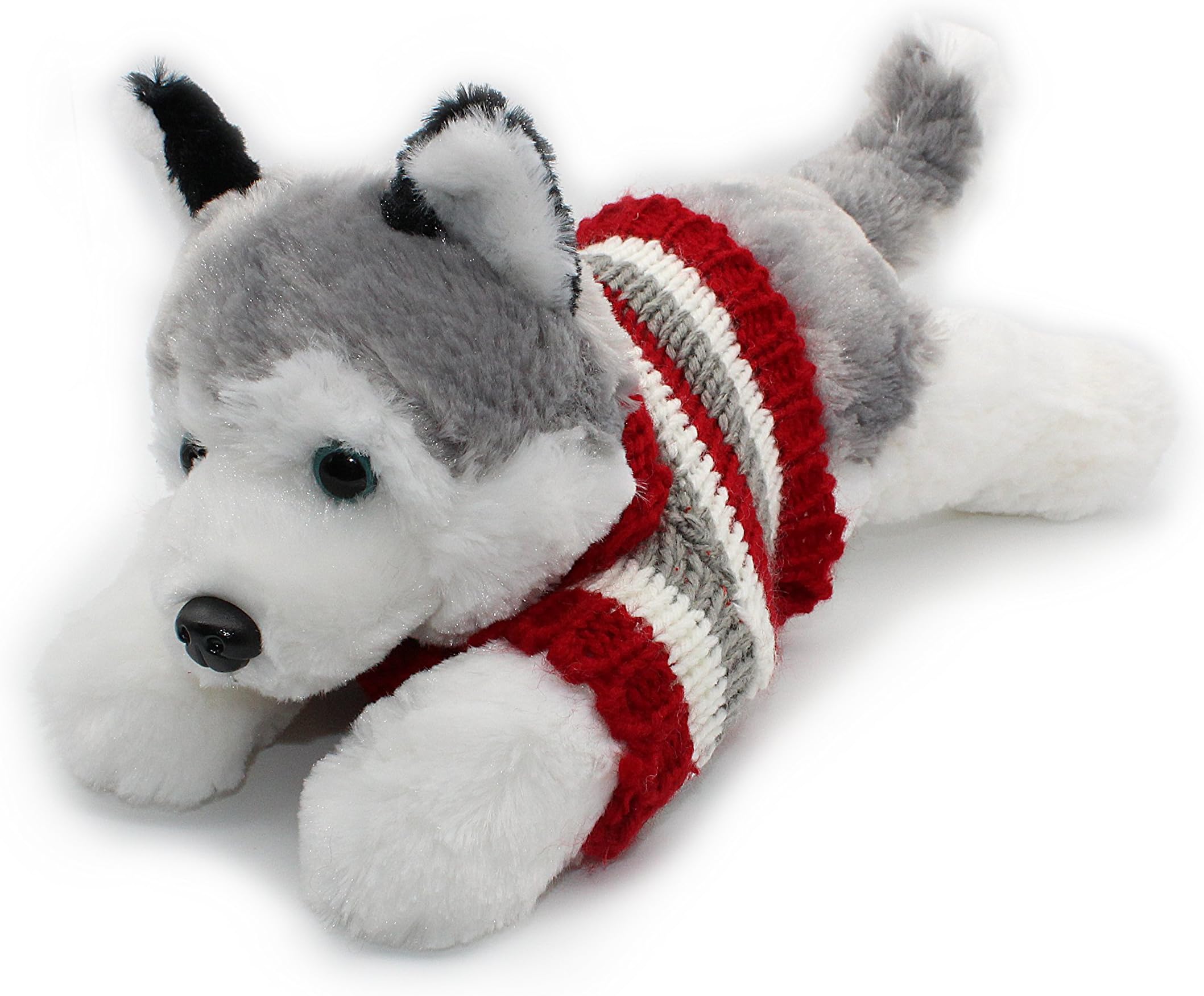 Soft Plush Toy Lying Siberian Husky Plush Puppy Stuffed Animals Dogs 12"