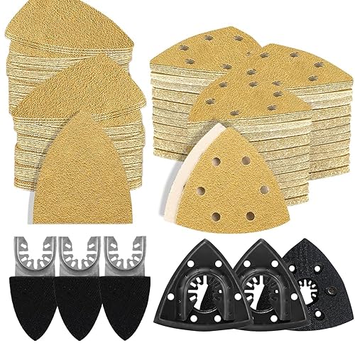 Kit de lija de herramientas oscilantes de 186 piezas, almohadillas de lijadora con detalles multiherramienta, incluye lijas triangulares y dedos,