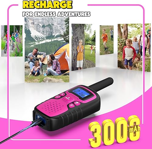 Miniatura 5 de Wishouse Walkie Talkies para niños recargables de largo alcance, regalo de cumpleaños de Navidad para niñas de 4, 5, 6, 7, 8, 9 años, equipo de