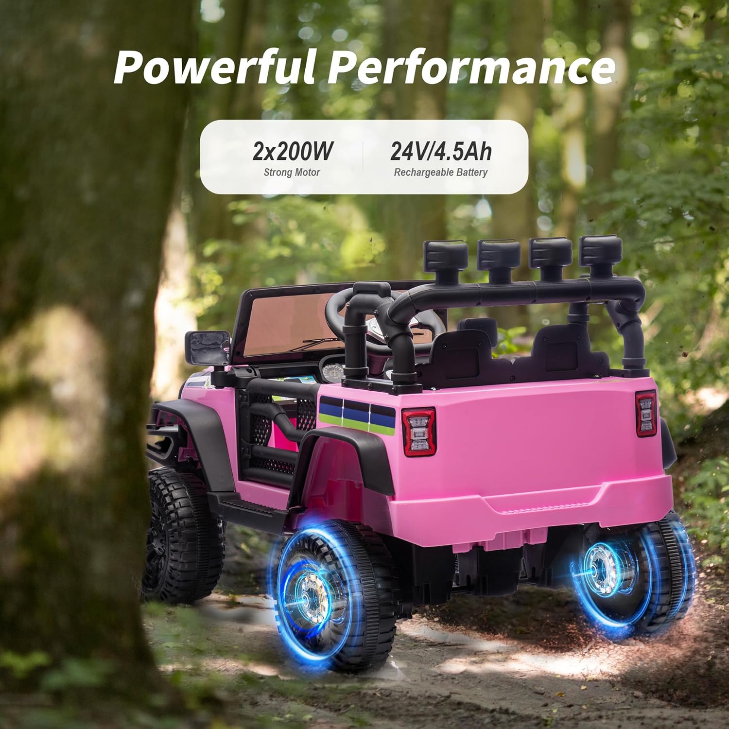 Hikiddo 24V Kids Ride on Car, Kids Electric Vehicles Car Ride on Toy Truck for Toddlers 3-5 w/Remote Control, 400W Motor - Light Pink